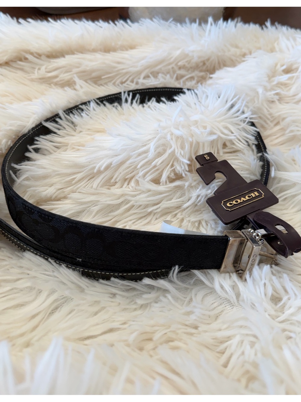 Vintage Coach Black Signature Reversible Belt - Women's